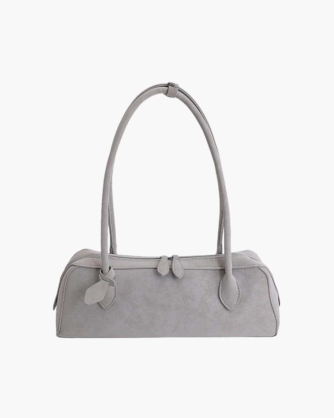 Adora Faux Suede Baguette Bag with Top Zip and Adjustable Strap