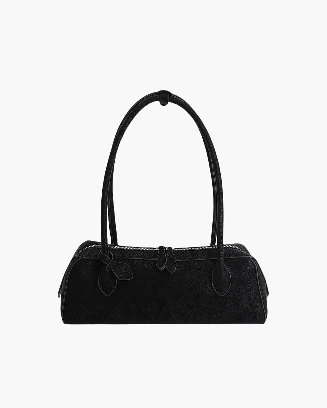 Adora Faux Suede Baguette Bag with Top Zip and Adjustable Strap