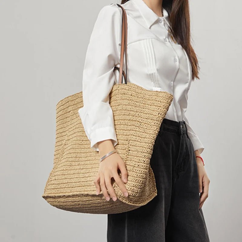 Bianca Handwoven Straw Oversized Beach Tote Bag – view 3