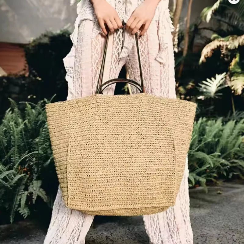Bianca Handwoven Straw Oversized Beach Tote Bag – view 5