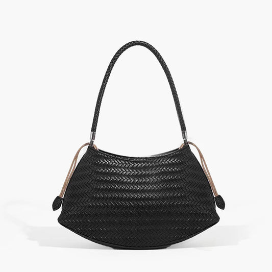 Alya Bohemian Woven Natural Fibre Shoulder Bag with Woven Handles