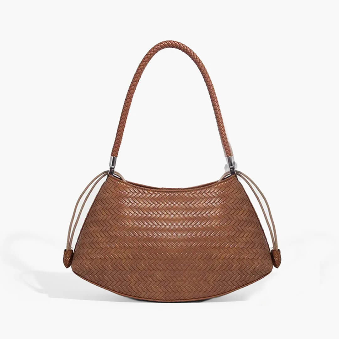 Alya Bohemian Woven Natural Fibre Shoulder Bag with Woven Handles