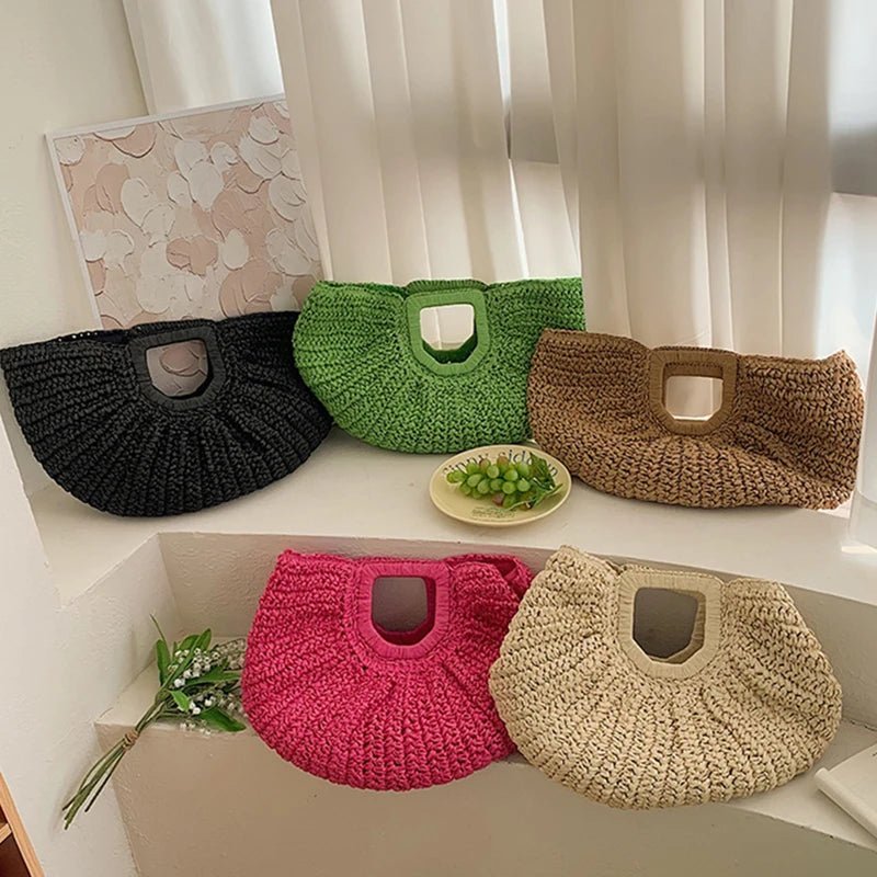 Bianca Handwoven Half-Moon Rattan Tote Bag with Top Handles – view 7