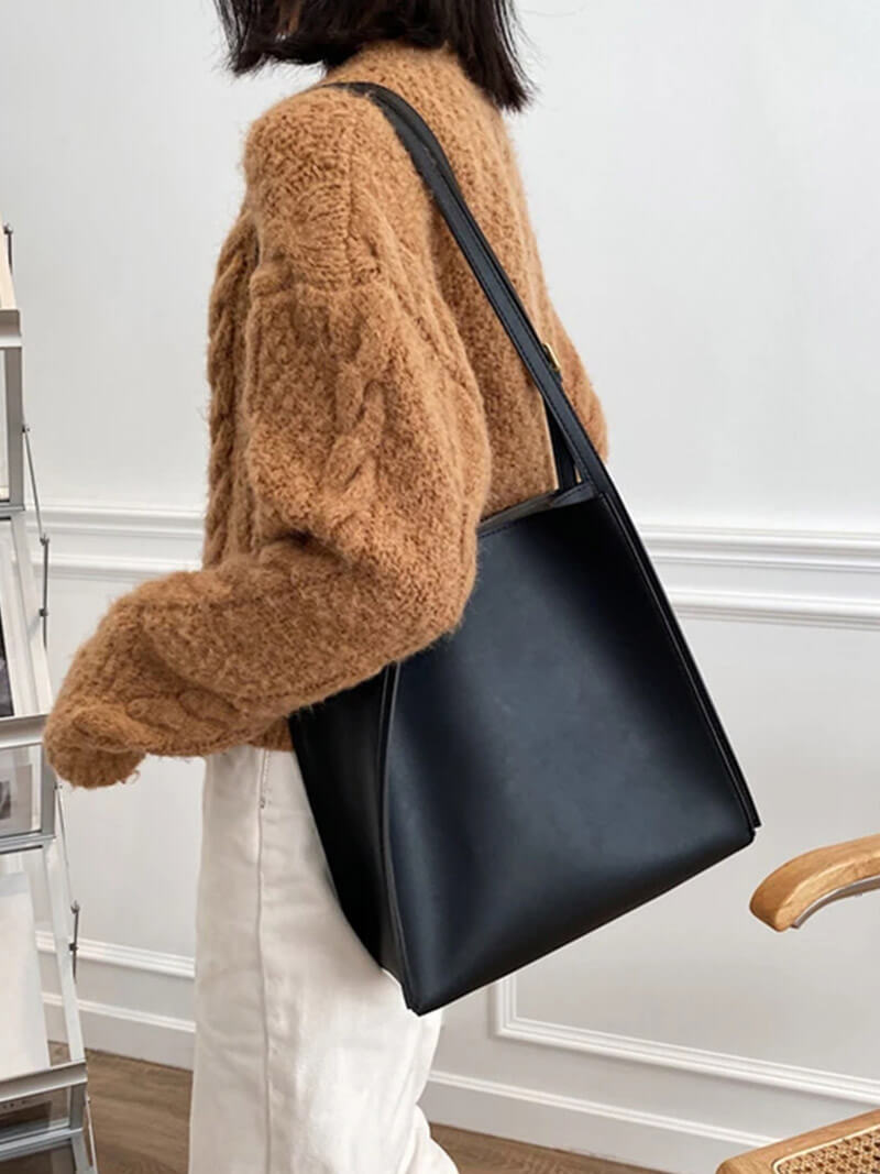 Amelie Vegan Leather Shopper Bag with Glazed Detailing