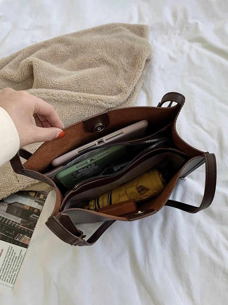 Amelie Vegan Leather Shopper Bag with Glazed Detailing