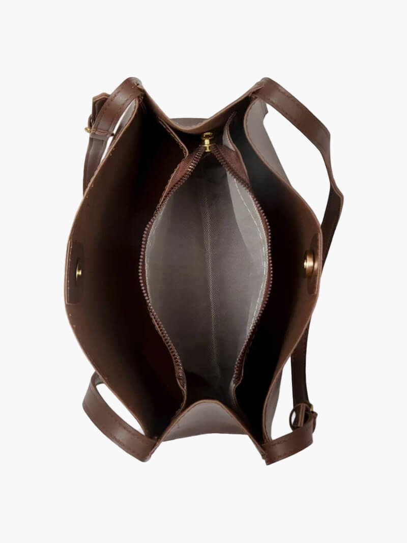 Amelie Vegan Leather Shopper Bag with Glazed Detailing – view 9