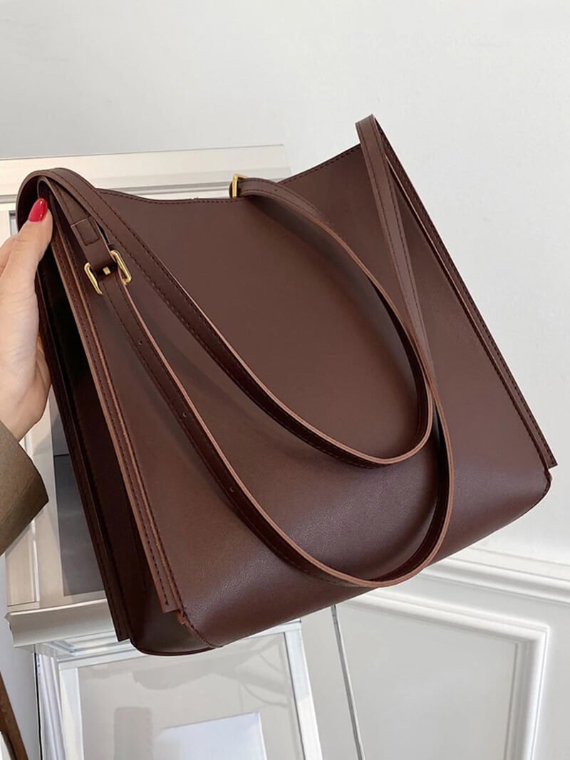 Amelie Vegan Leather Shopper Bag with Glazed Detailing