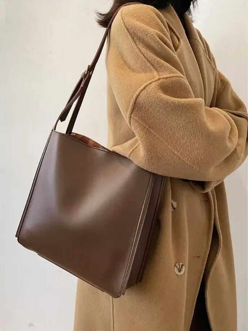 Amelie Vegan Leather Shopper Bag with Glazed Detailing