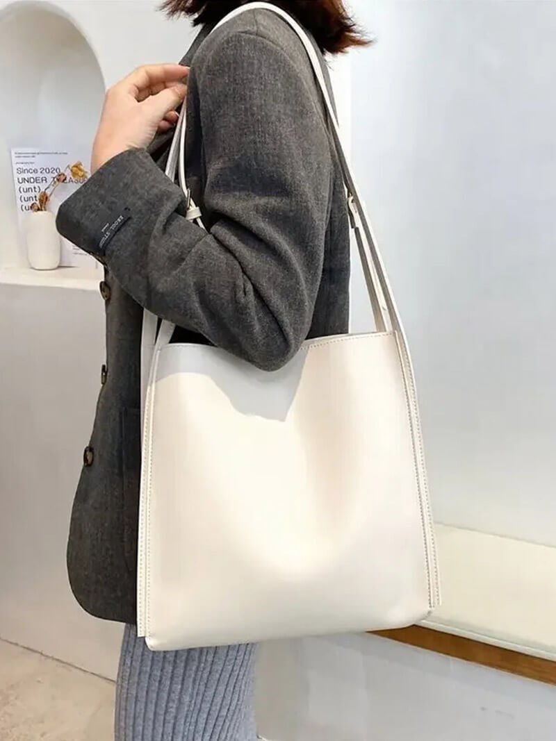 Amelie Vegan Leather Shopper Bag with Glazed Detailing