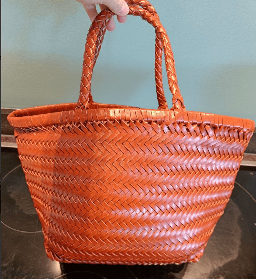 Anais Handwoven Vegan Leather Structured Tote Bag – view 3