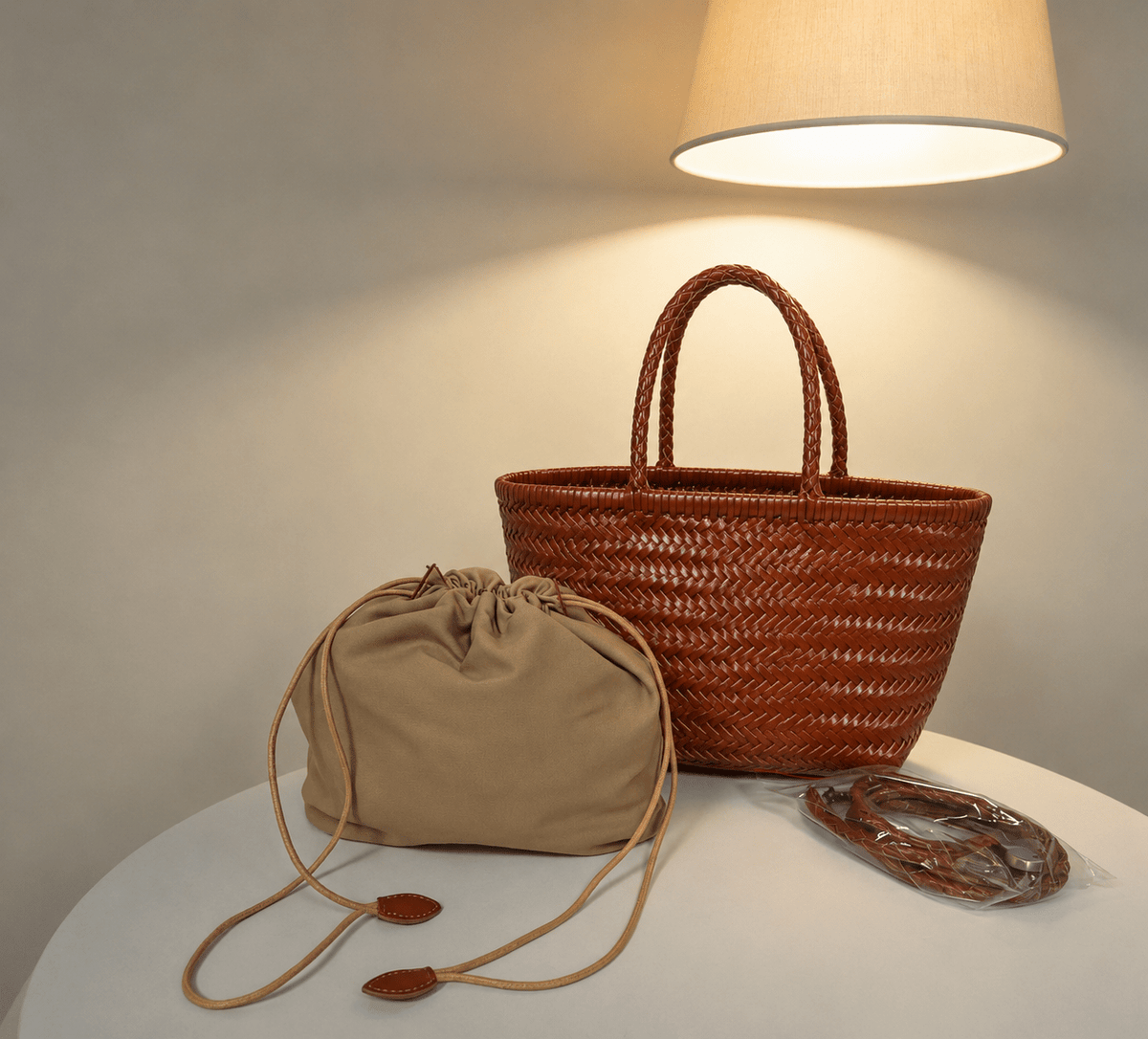 Anais Handwoven Vegan Leather Structured Tote Bag