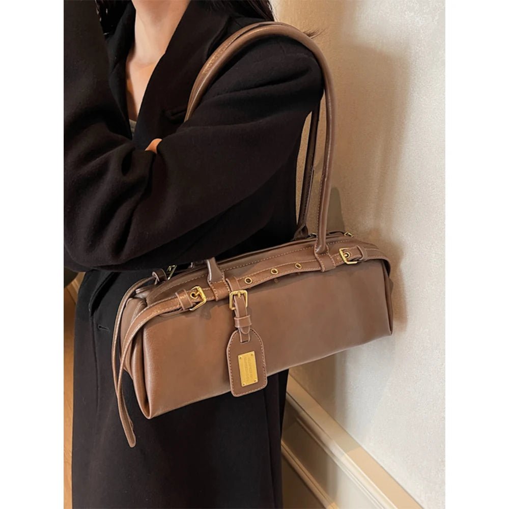 Audrey Minimalist PU Leather Shoulder Bag with Underarm Carry