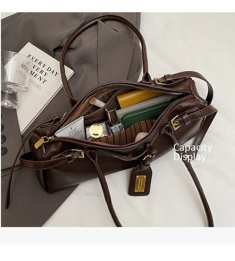 Audrey Minimalist PU Leather Shoulder Bag with Underarm Carry