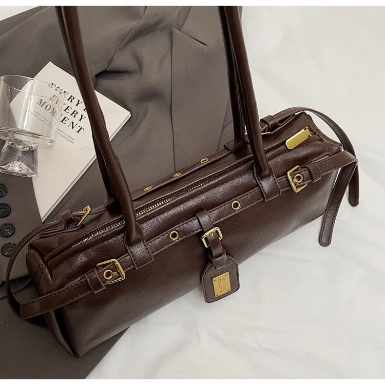 Audrey Minimalist PU Leather Shoulder Bag with Underarm Carry