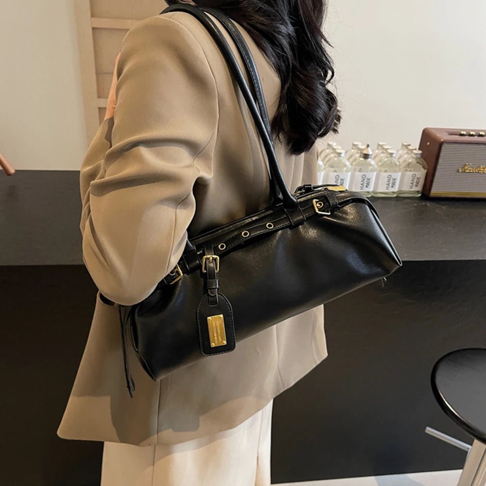 Audrey Minimalist PU Leather Shoulder Bag with Underarm Carry
