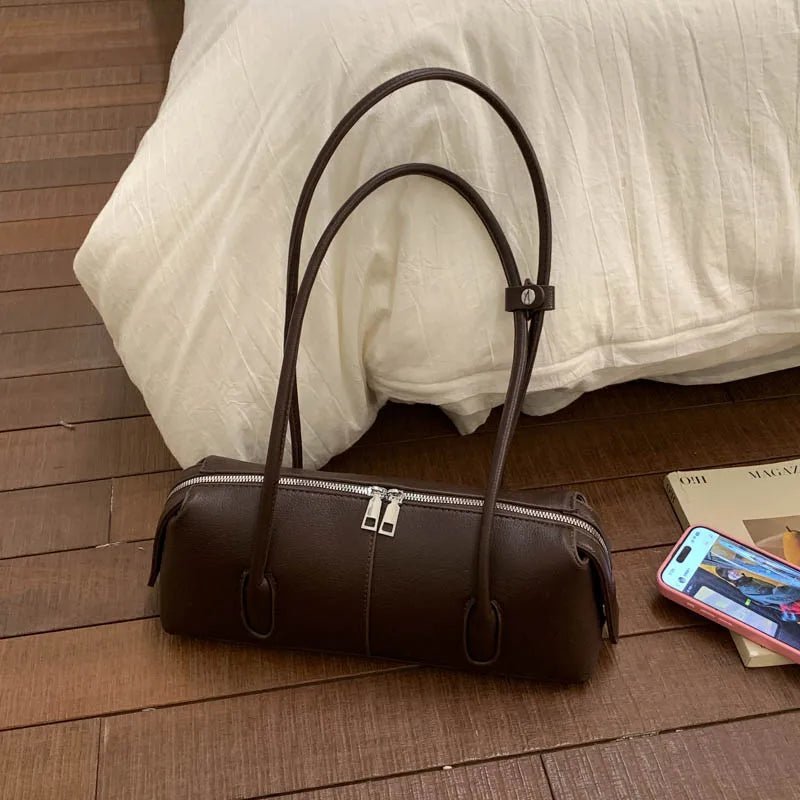 Beatrice Retro PU Suede Underarm Shoulder Bag with Zip
