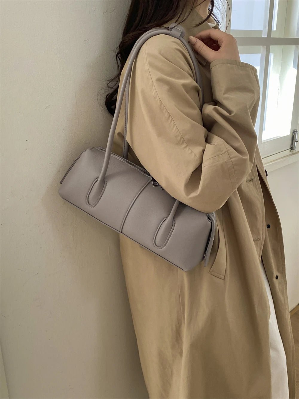 Beatrice Retro PU Suede Underarm Shoulder Bag with Zip – view 7