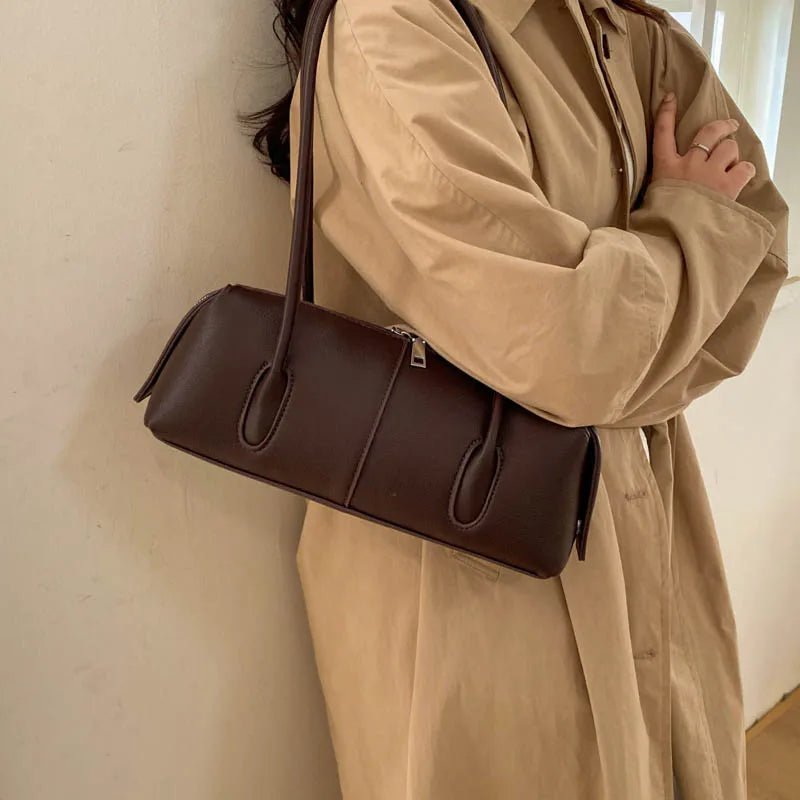 Beatrice Retro PU Suede Underarm Shoulder Bag with Zip