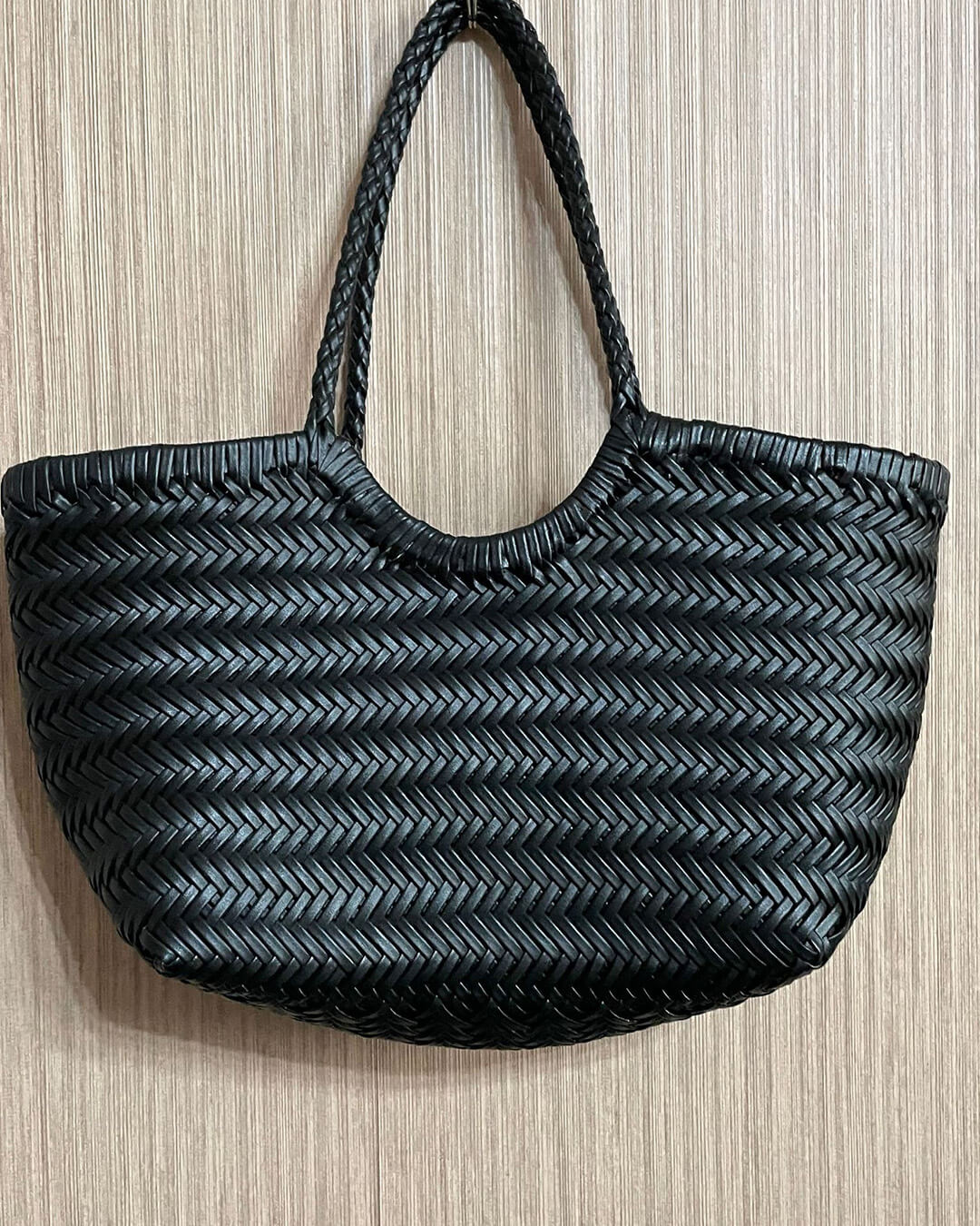Beatrice Crosshatch Woven Vegan Leather Tote with Top Handles