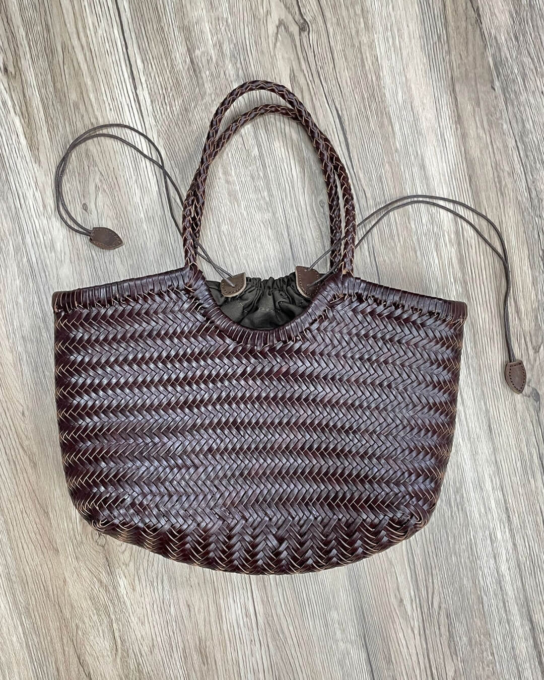Beatrice Crosshatch Woven Vegan Leather Tote with Top Handles