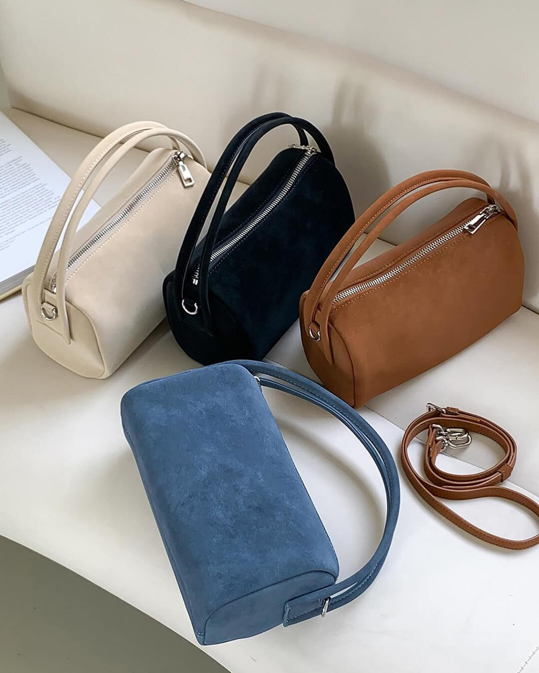 Adavy Vegan Suede Pillow Bag with Adjustable Strap