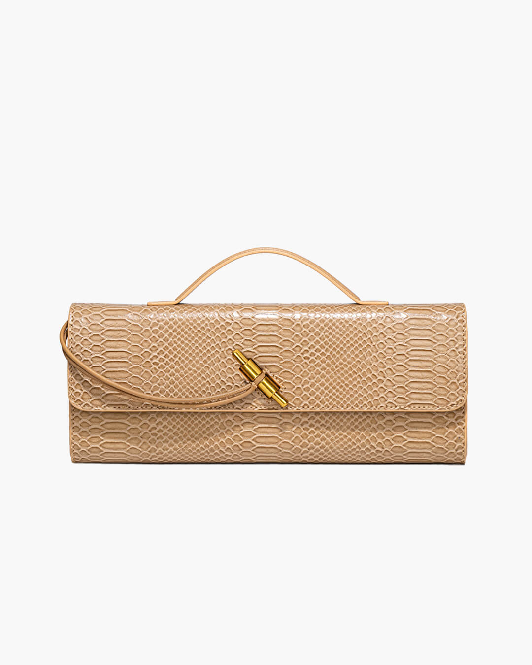 Bianca Croc-Embossed Vegan Leather Bag with Gold Twist Lock