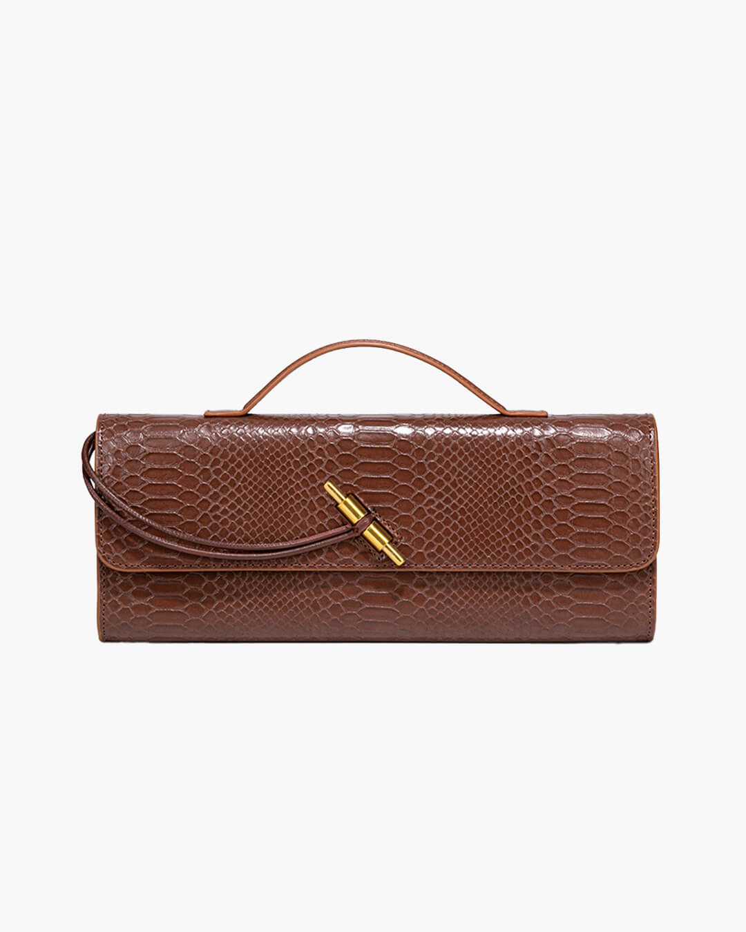 Bianca Croc-Embossed Vegan Leather Bag with Gold Twist Lock