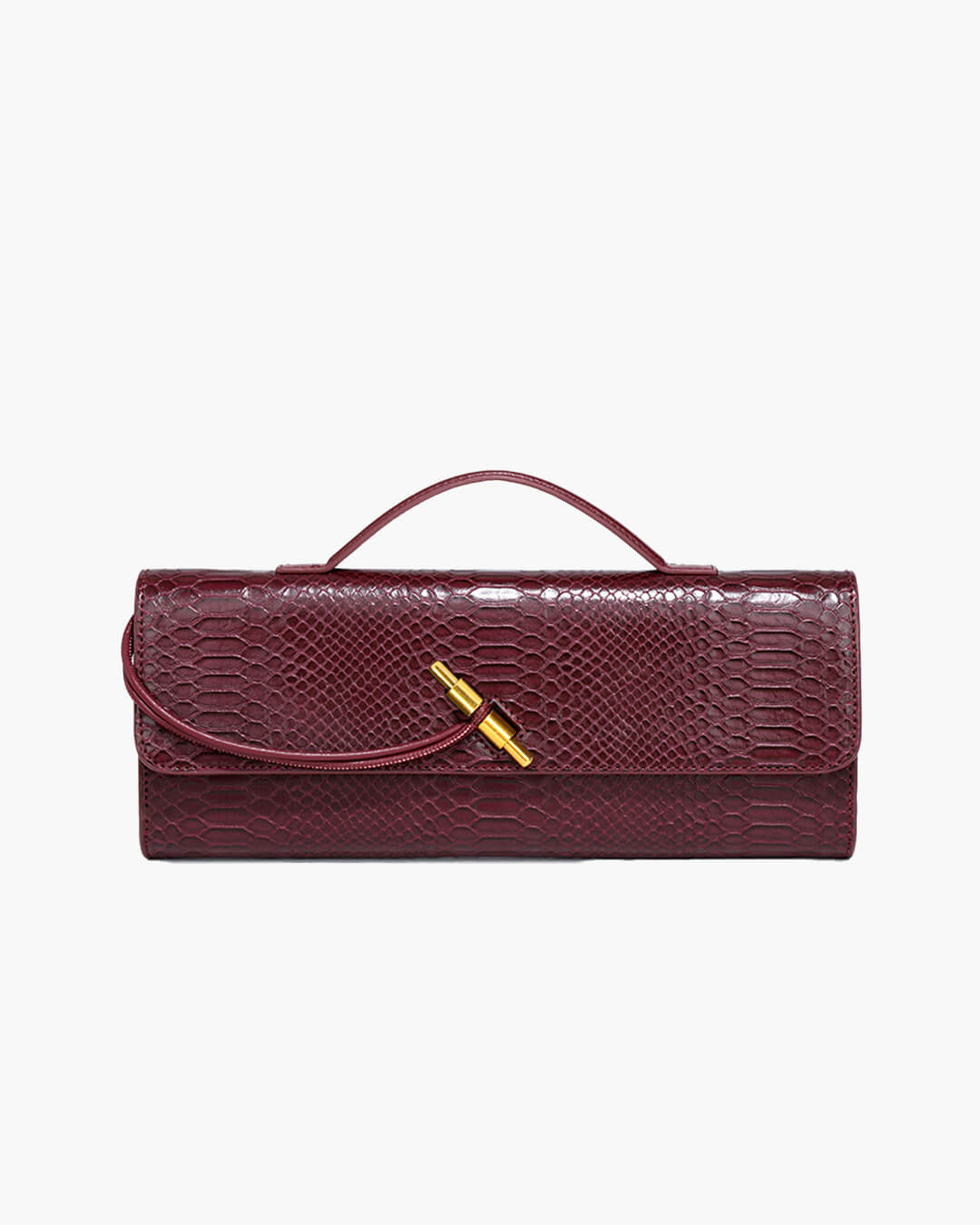 Bianca Croc-Embossed Vegan Leather Bag with Gold Twist Lock