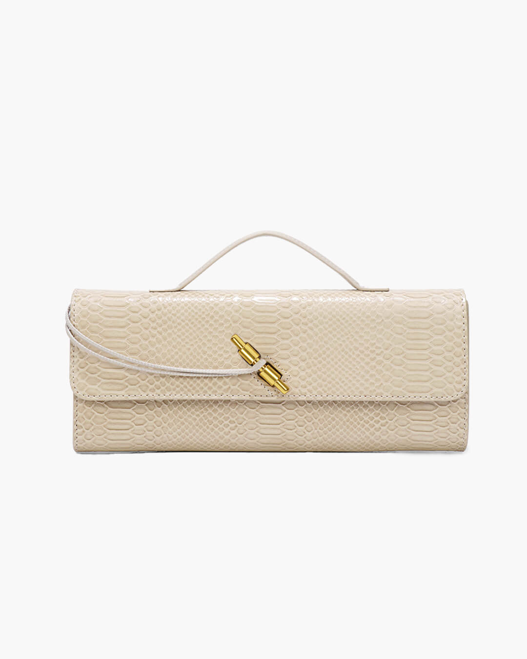 Bianca Croc-Embossed Vegan Leather Bag with Gold Twist Lock