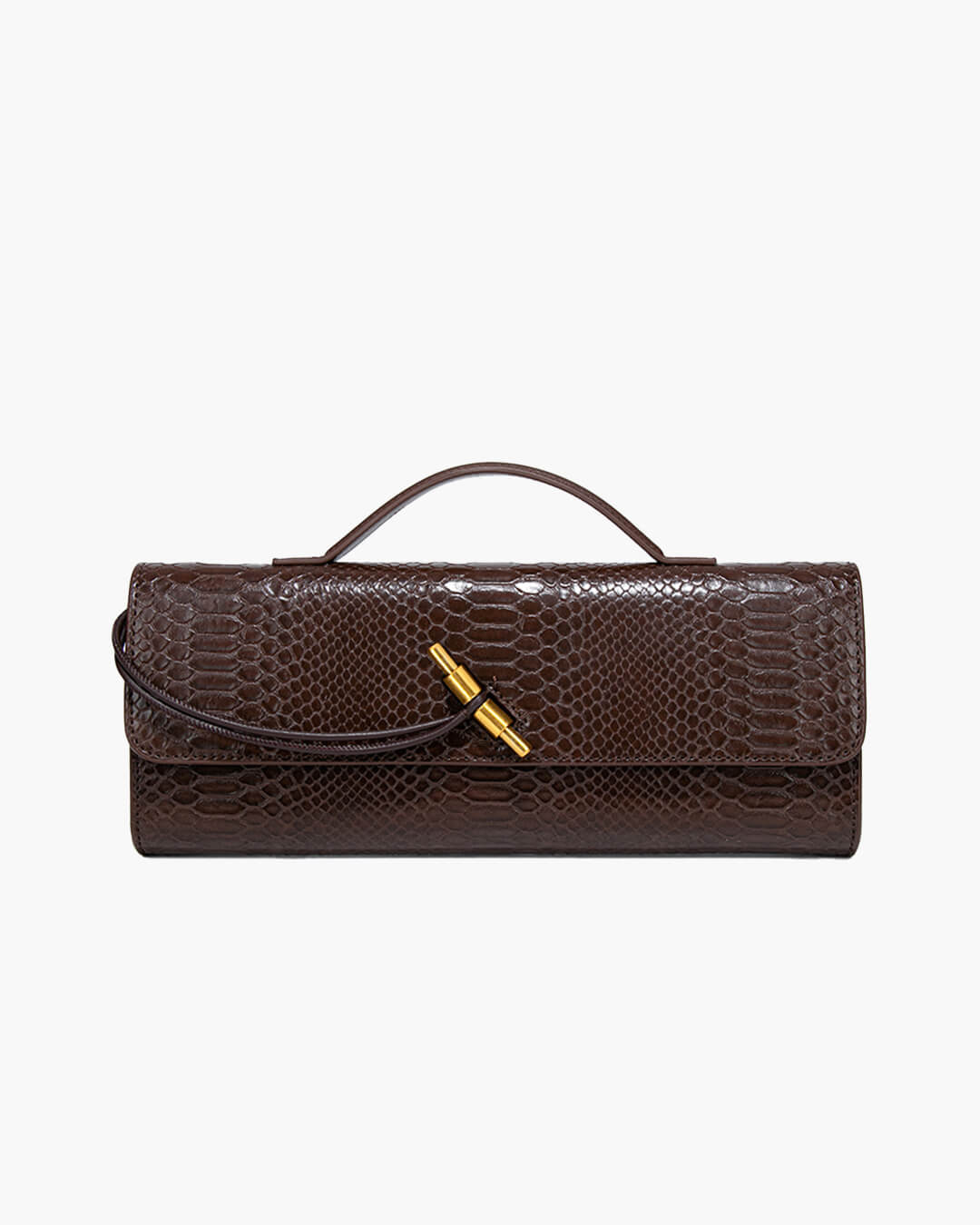 Bianca Croc-Embossed Vegan Leather Bag with Gold Twist Lock