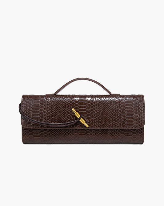 Bianca Croc-Embossed Vegan Leather Bag with Gold Twist Lock