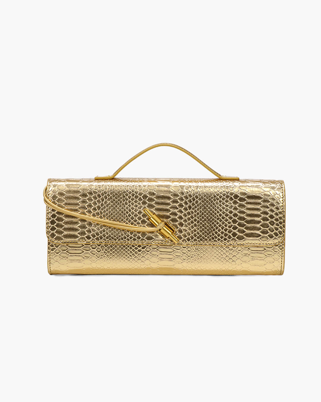 Bianca Croc-Embossed Vegan Leather Bag with Gold Twist Lock