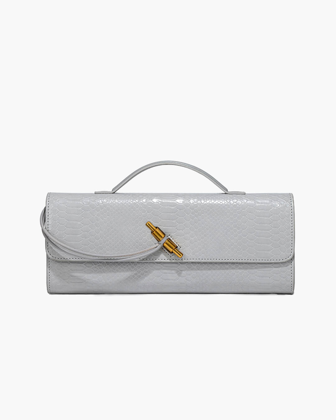 Bianca Croc-Embossed Vegan Leather Bag with Gold Twist Lock