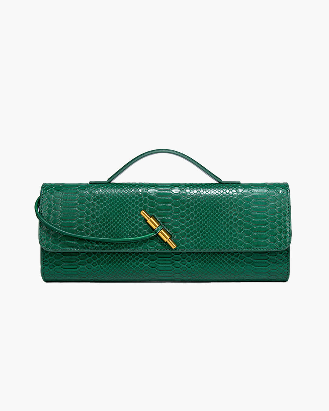 Bianca Croc-Embossed Vegan Leather Bag with Gold Twist Lock – view 2