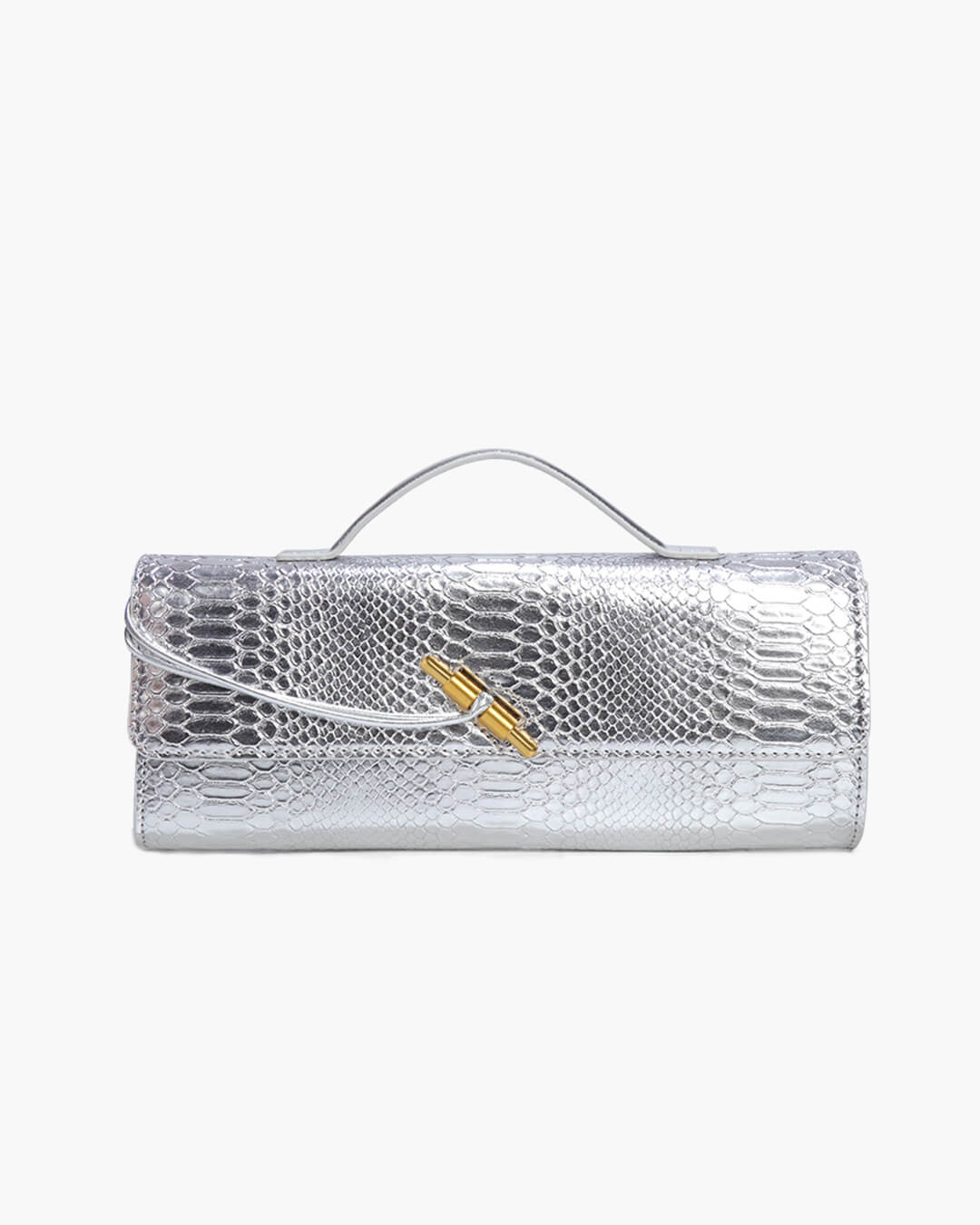 Bianca Croc-Embossed Vegan Leather Bag with Gold Twist Lock