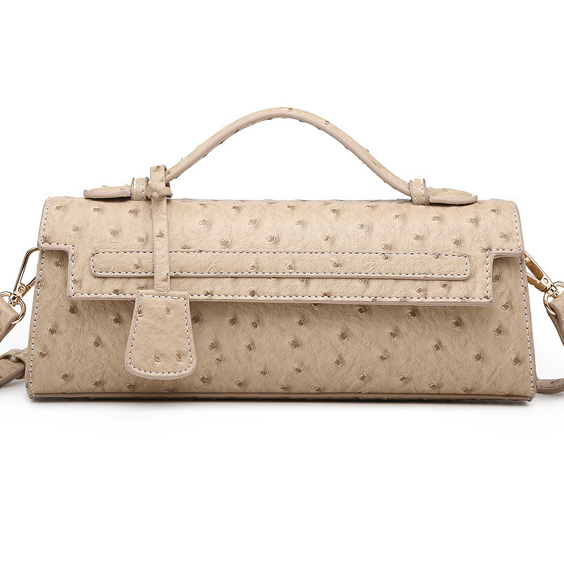 Jasmin Ostrich-Embossed Vegan Leather Top Handle Clutch