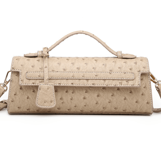 Jasmin Ostrich-Embossed Vegan Leather Top Handle Clutch