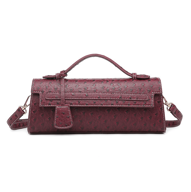 Jasmin Ostrich-Embossed Vegan Leather Top Handle Clutch