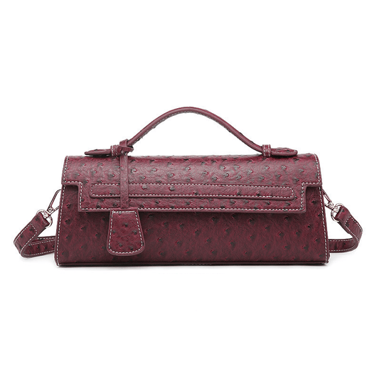 Jasmin Ostrich-Embossed Vegan Leather Top Handle Clutch