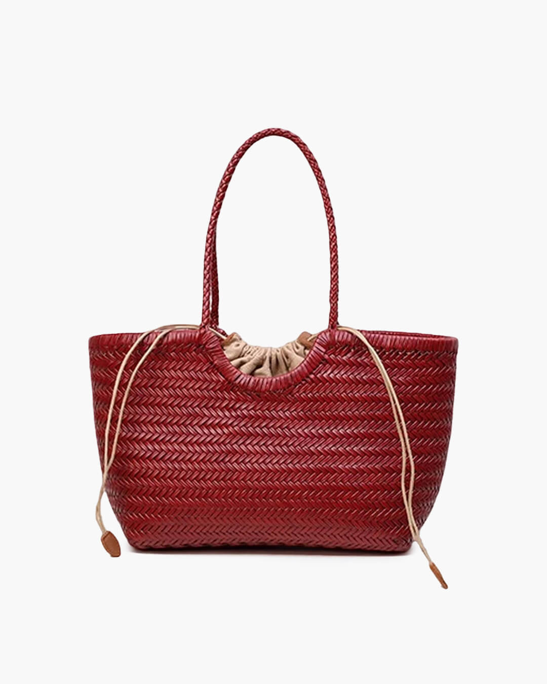Bianca Handwoven Vegan Leather Tote Bag with Shoulder Straps