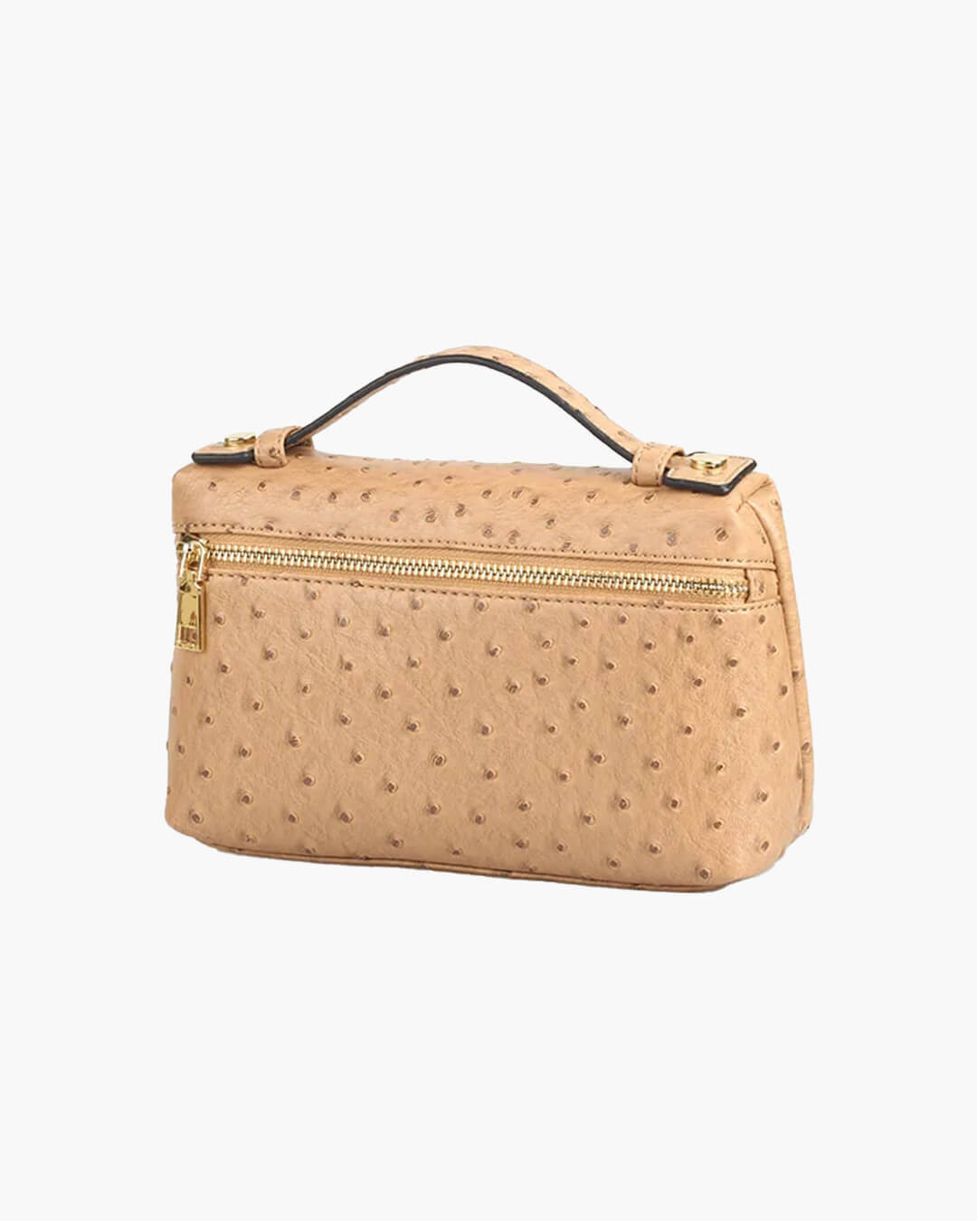 Bianca Ostrich Pattern Vegan Leather Cosmetic Bag with Zip