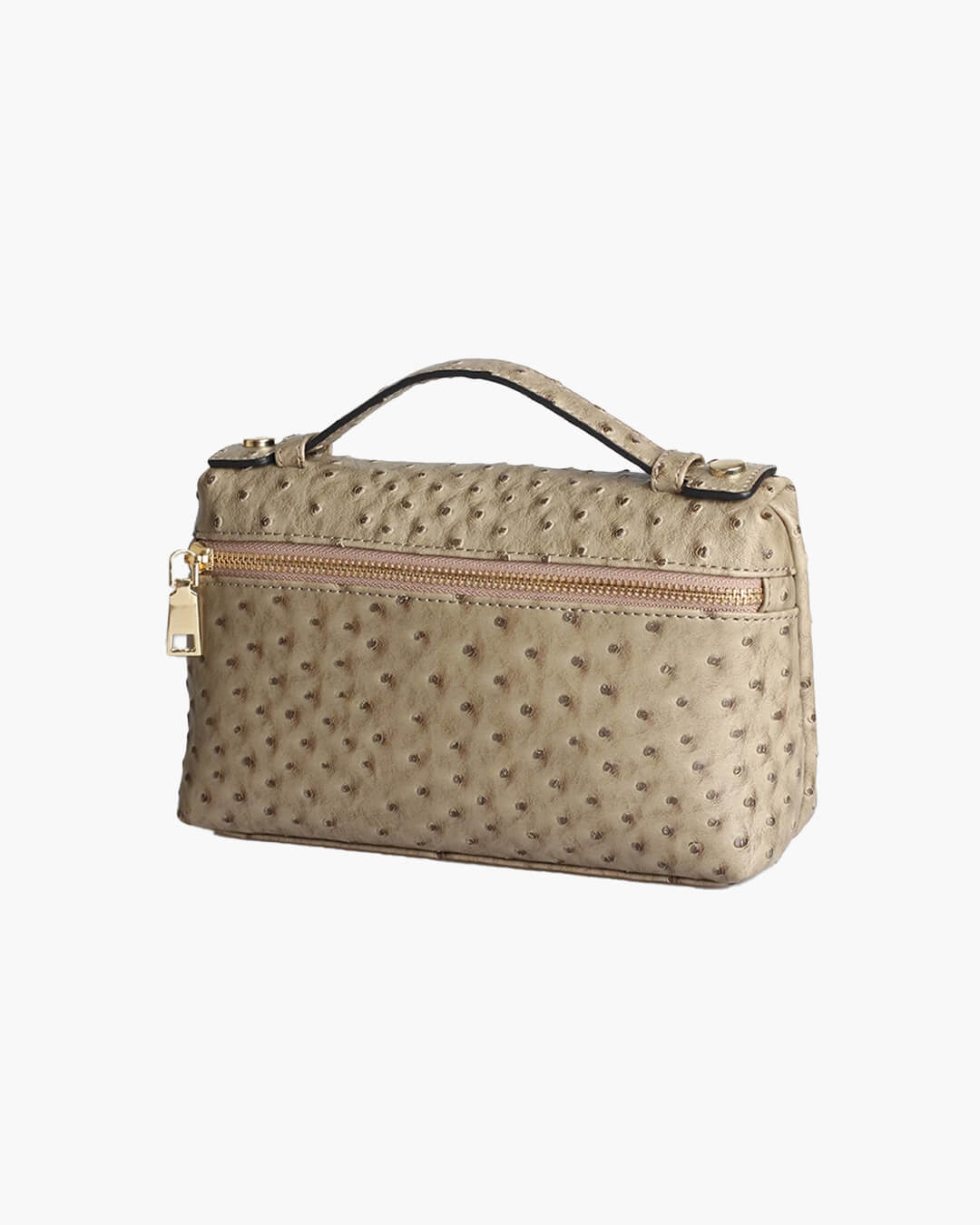 Bianca Ostrich Pattern Vegan Leather Cosmetic Bag with Zip