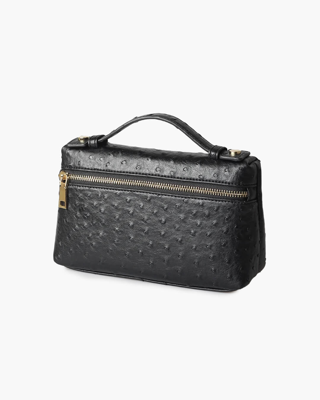 Bianca Ostrich Pattern Vegan Leather Cosmetic Bag with Zip