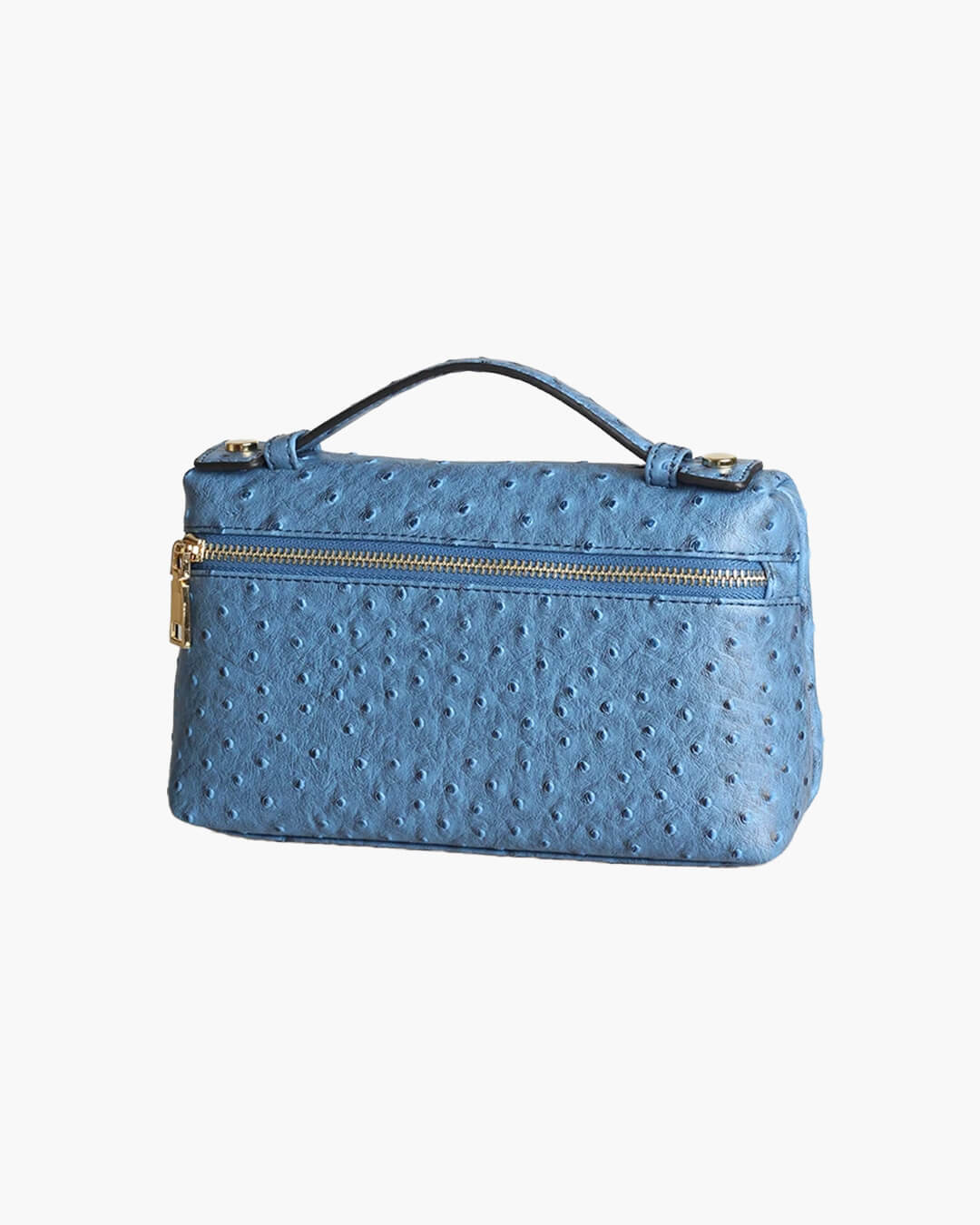 Bianca Ostrich Pattern Vegan Leather Cosmetic Bag with Zip