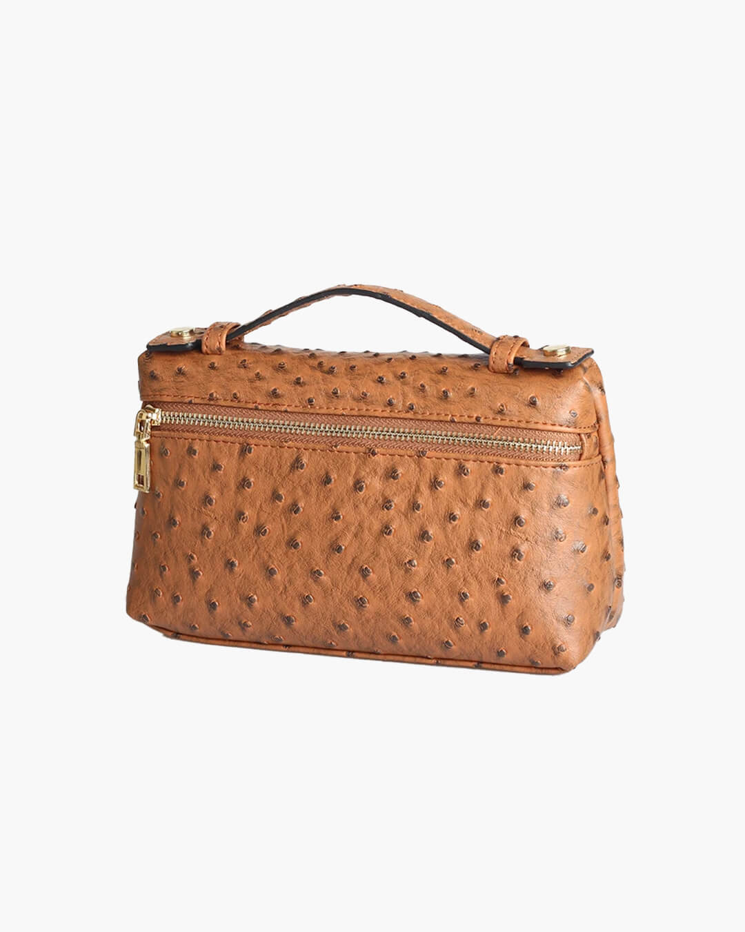 Bianca Ostrich Pattern Vegan Leather Cosmetic Bag with Zip