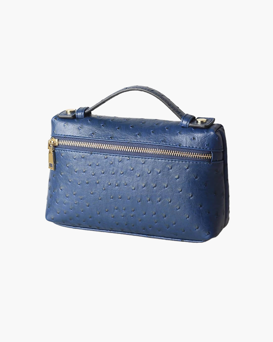 Bianca Ostrich Pattern Vegan Leather Cosmetic Bag with Zip
