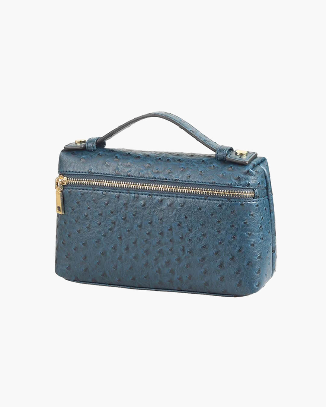 Bianca Ostrich Pattern Vegan Leather Cosmetic Bag with Zip