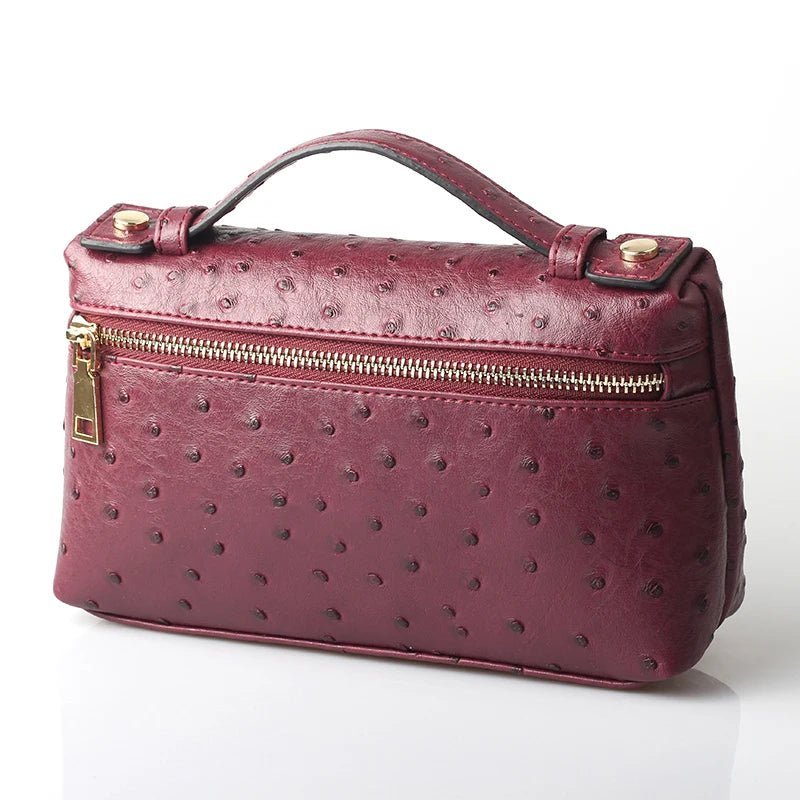 Bianca Ostrich Pattern Vegan Leather Cosmetic Bag with Zip