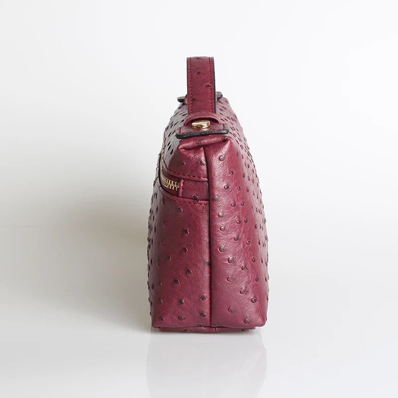 Bianca Ostrich Pattern Vegan Leather Cosmetic Bag with Zip – view 4