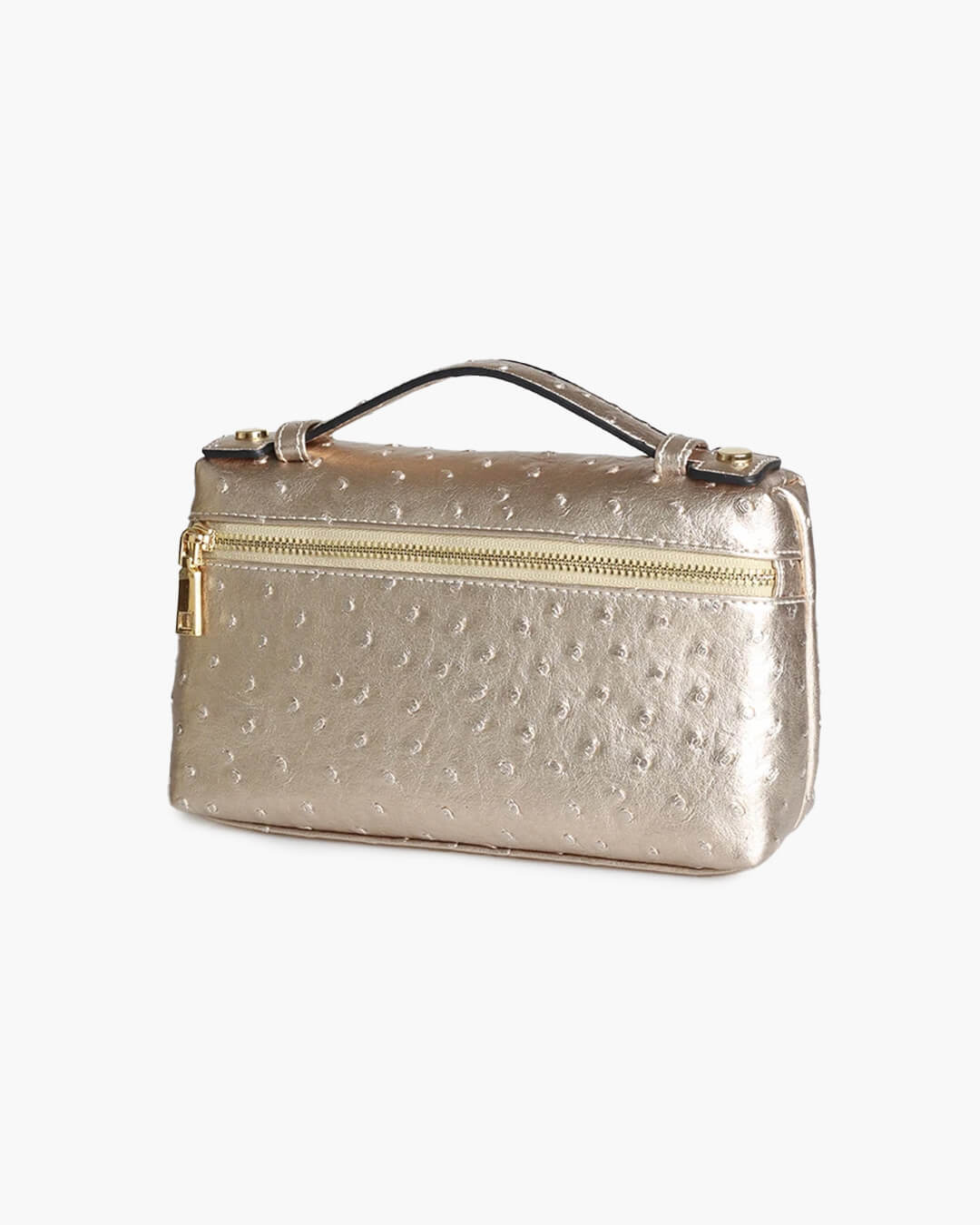 Bianca Ostrich Pattern Vegan Leather Cosmetic Bag with Zip